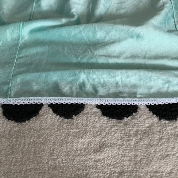 Vintage 90s Teal Satin Lace Trim Square Neck Camisole Boho Chic Crop Tank Top - Picture 8 of 16